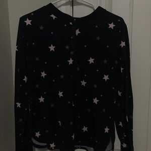 Vera Wang Star Patterned Black Long Sleeve Shirt